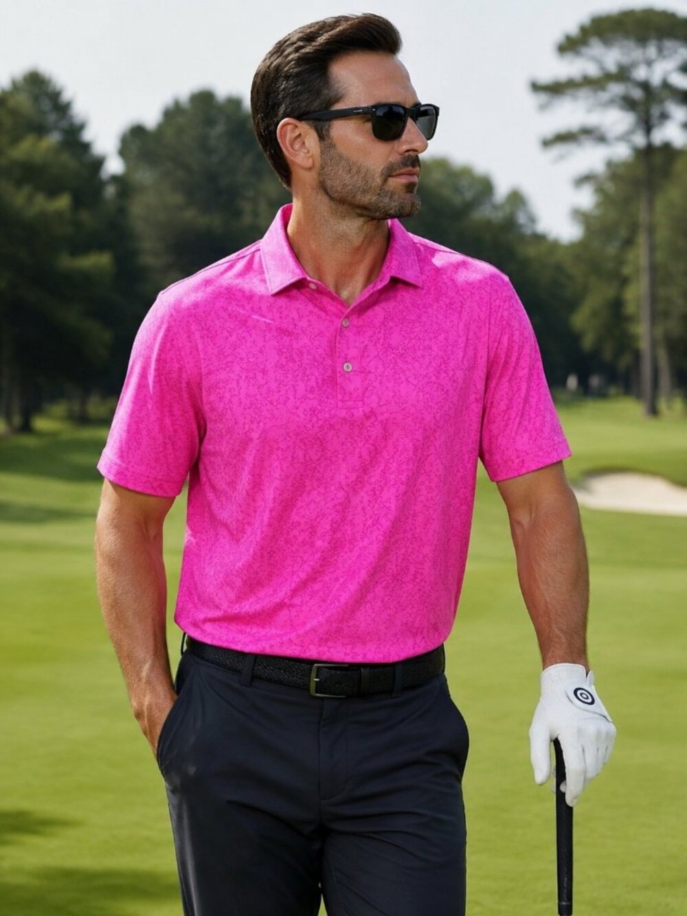 G/Fore Fore G4 Golf Mens Pink Vines Polo Size Large